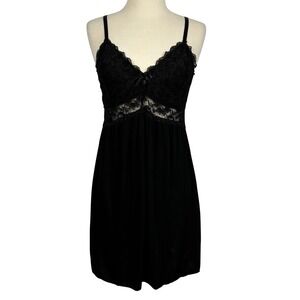 Ababoon Black Lace Babydoll Dress M Spaghetti Strap‎ Lingerie Slip